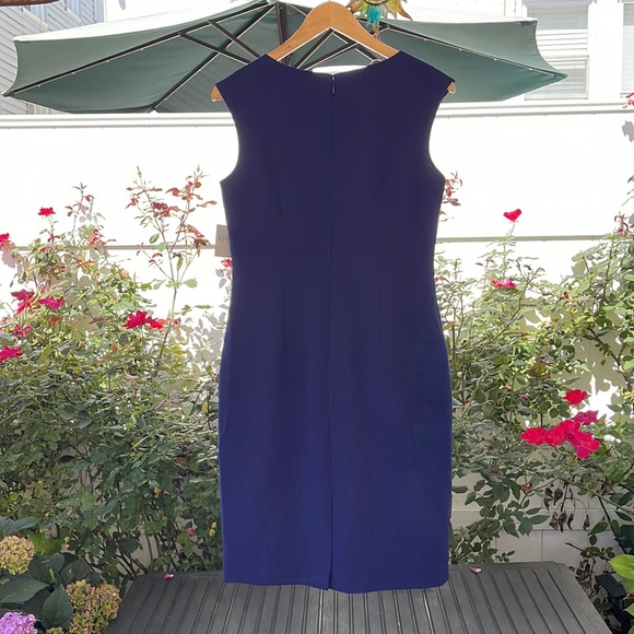 KASPER - Navy Blue - Notched-Neck Sheath Dress Size 4 - Picture 13 of 16
